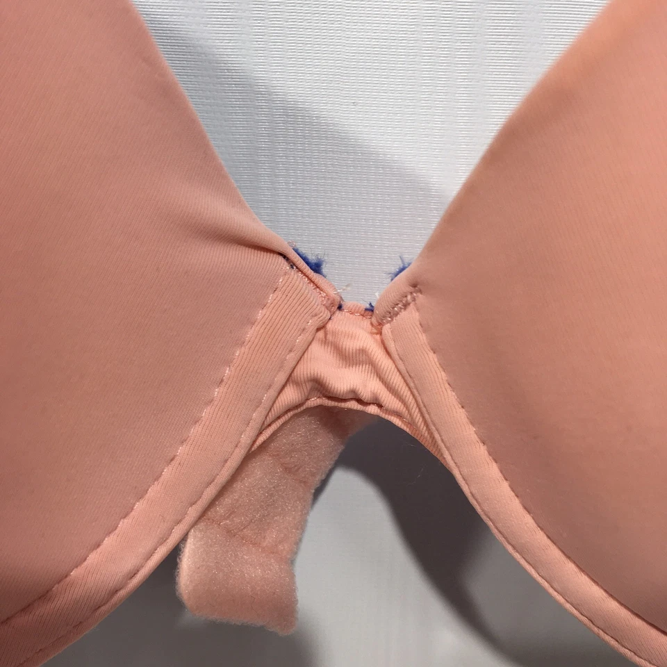 Joe Boxer Bra Coral Peach 38D Underwire Smooth Cups Blue Lining NEW - Image 2 of 4