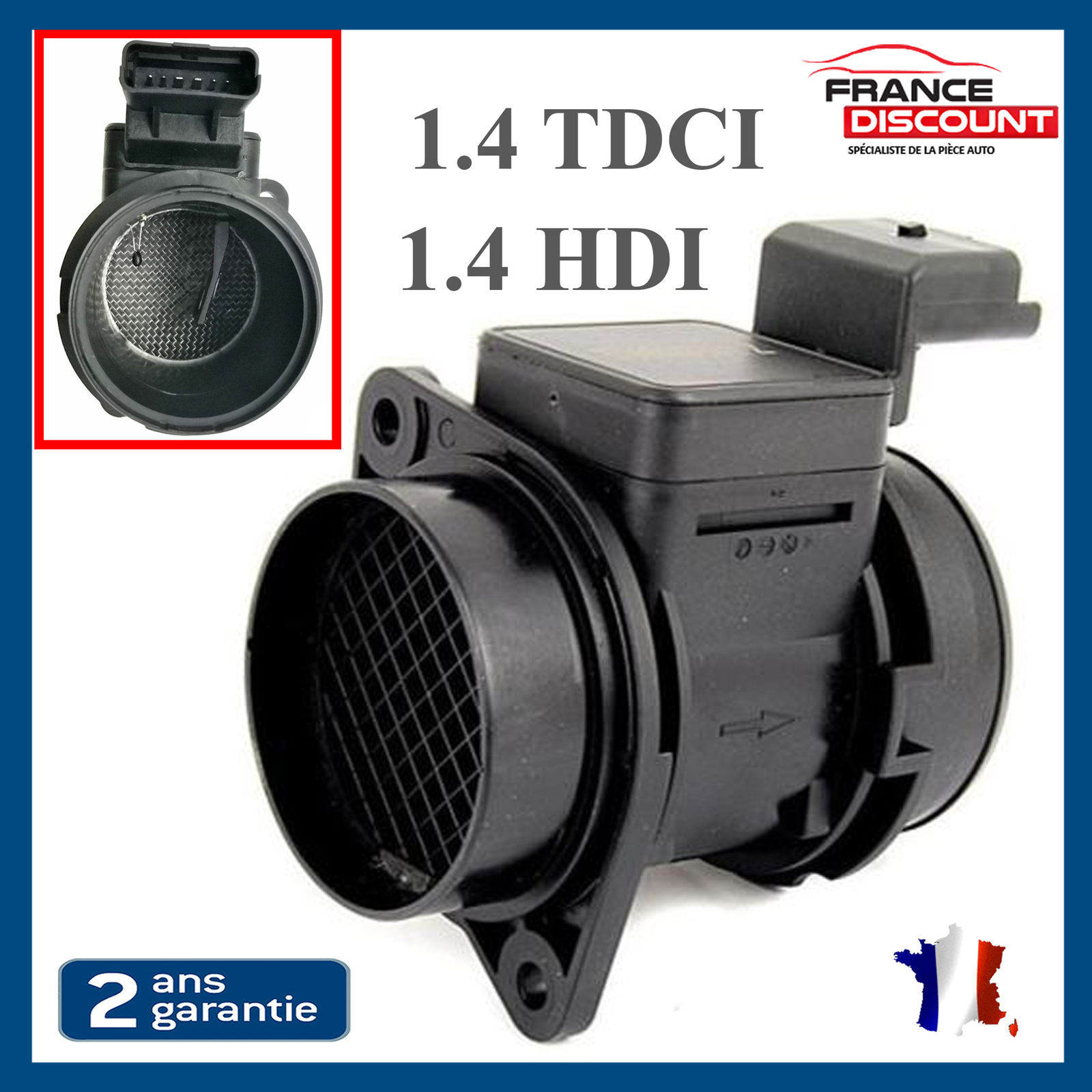 Débitmètre d'air anti-fumée noire pour moteur 1.4 HDi avec code 5WK9631Z