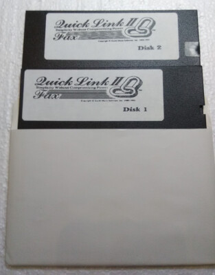 Quick Link II 2 Fax IBM DOS Two 5.25'' Floppy Disks 1992 Retro PC software