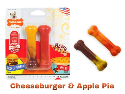 Nylabone Flavor Frenzy Cheeseburger & Apple Pie, 2 ct Bones Small Dog Chew Toy