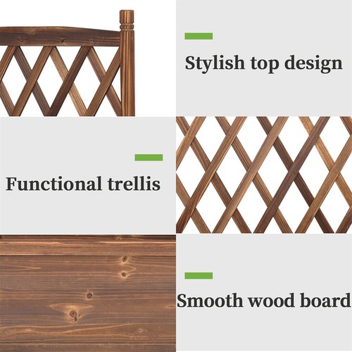Large Wooden Planter Box Stand Flowerpot Box w/ Trellis Support Patio Lattice - Picture 11 of 16
