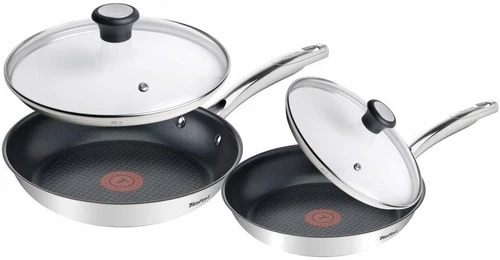 TEFAL DUETTO + PAN SET 4 PIECE 24 / 28 CM + GLASS LIDS PANS FRYING PAN SET