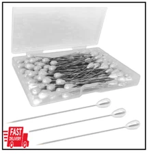 200PCS Corsage Pins Teardrop Pearl Sewing Pins Long 2inch Straight Sewing Wed...