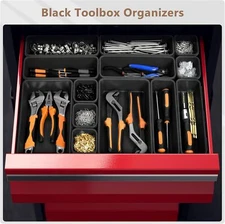 Tool Box Organizer Tray Dividers Set Tool Accessories Cabinet Bins Black 46