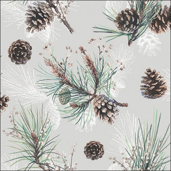 20 Papierservietten, Servietten Pine Cone All Over Ambiente 33X33Cm | Zapfen-image