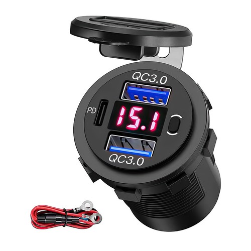 Dual QC 3.0 USB+PD Type-C Fast Car Charger Socket Adapter Power Outlet 12V 24V - Picture 7 of 15