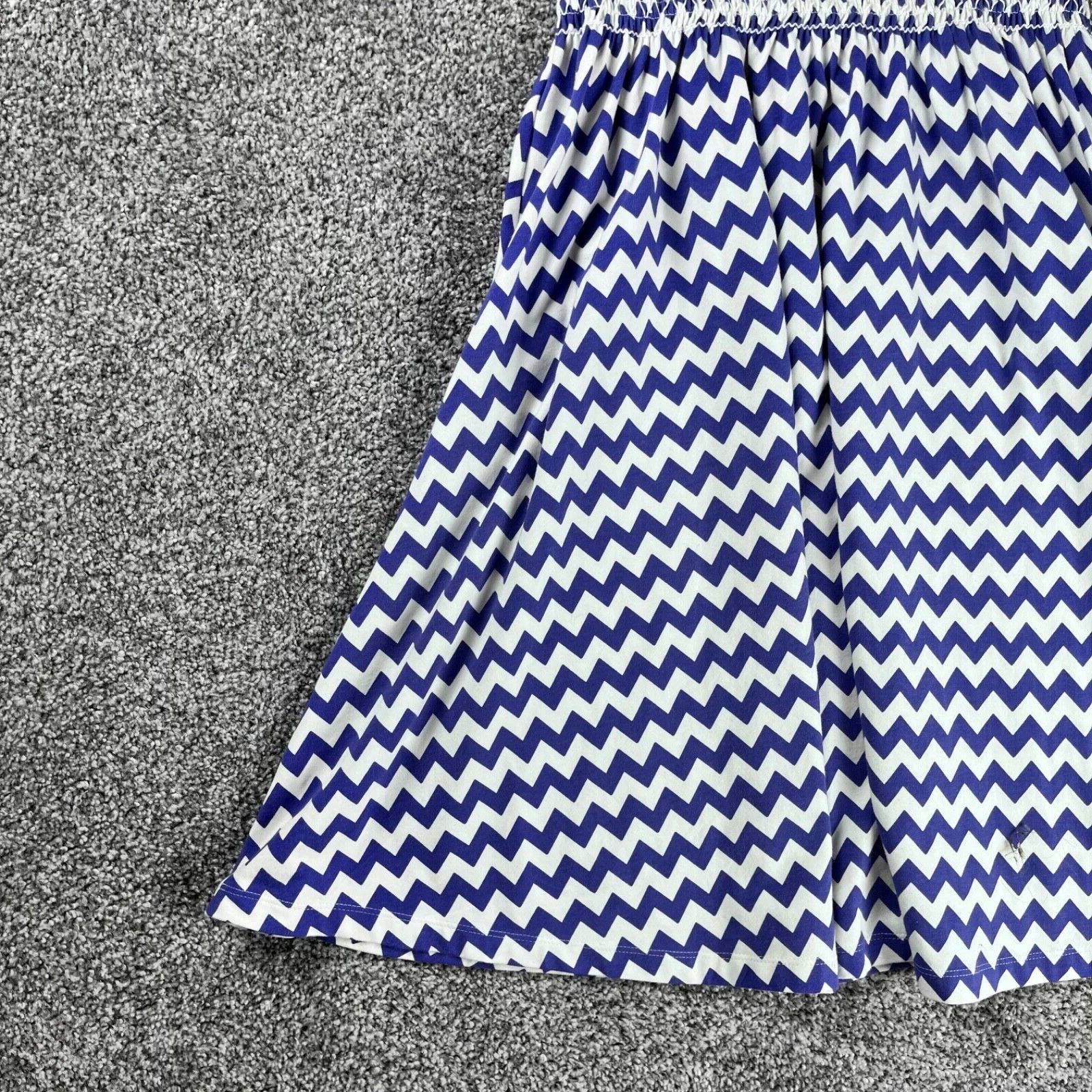 Abito donna Kate Spade smock taglia M zig zag righe blu bianco linea A
