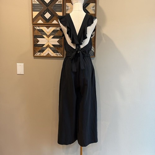 Ulla Johnson Viola Linen Blend Ruffle Jumpsuit in Midnight Black size 2 - Picture 8 of 11