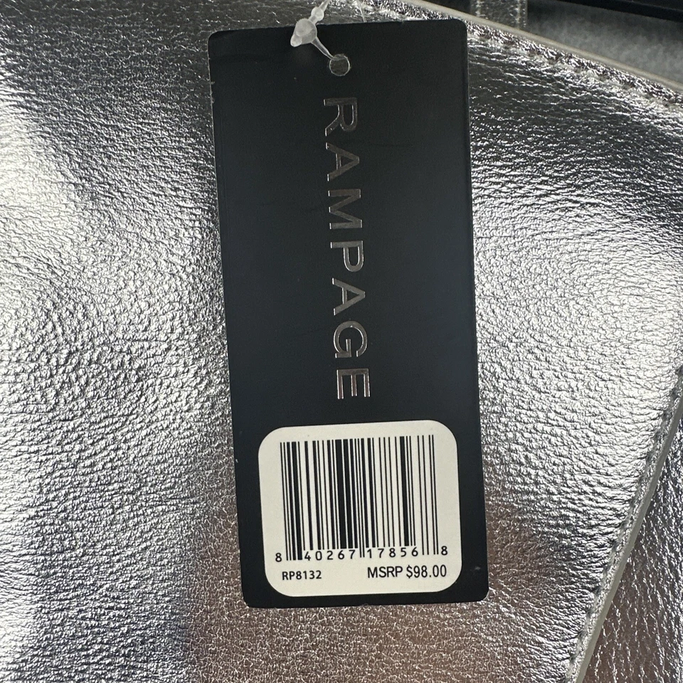 Mochila Cartera Rampage Mujer Plateada Correas Brillantes Ajustable Magnética Nueva con Etiquetas $98 Foto 2 de 4