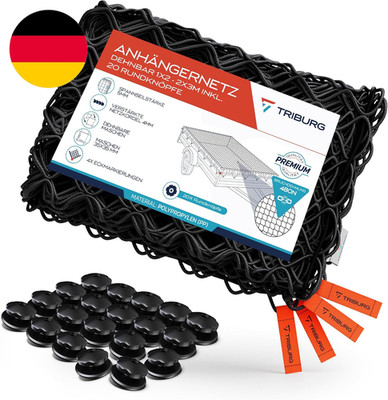 TRIBURG Anhängernetz Elastisch 1X2M Bis 2X3M Inkl. 20X Rundknöpfe - Anhängernetz