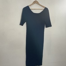 Peruvian Connection Dark Blue Pima Cotton Midi Dress Size Small