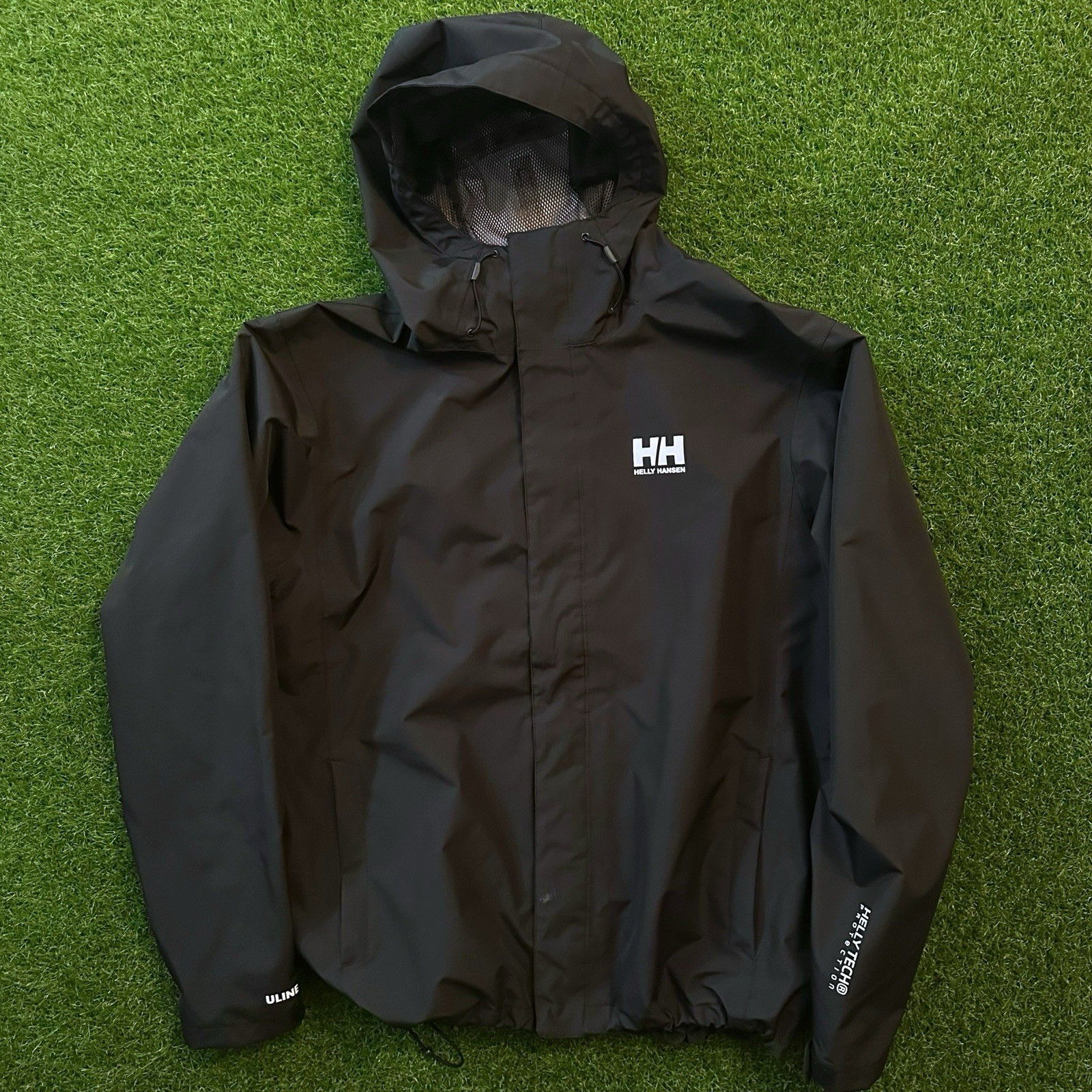 Mens Xl Black Hooded Full Zip Packable Seven J 7j