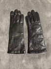 Vintage Fownes Black Leather Gloves Cashmere Lined, Size 7 — photo 3