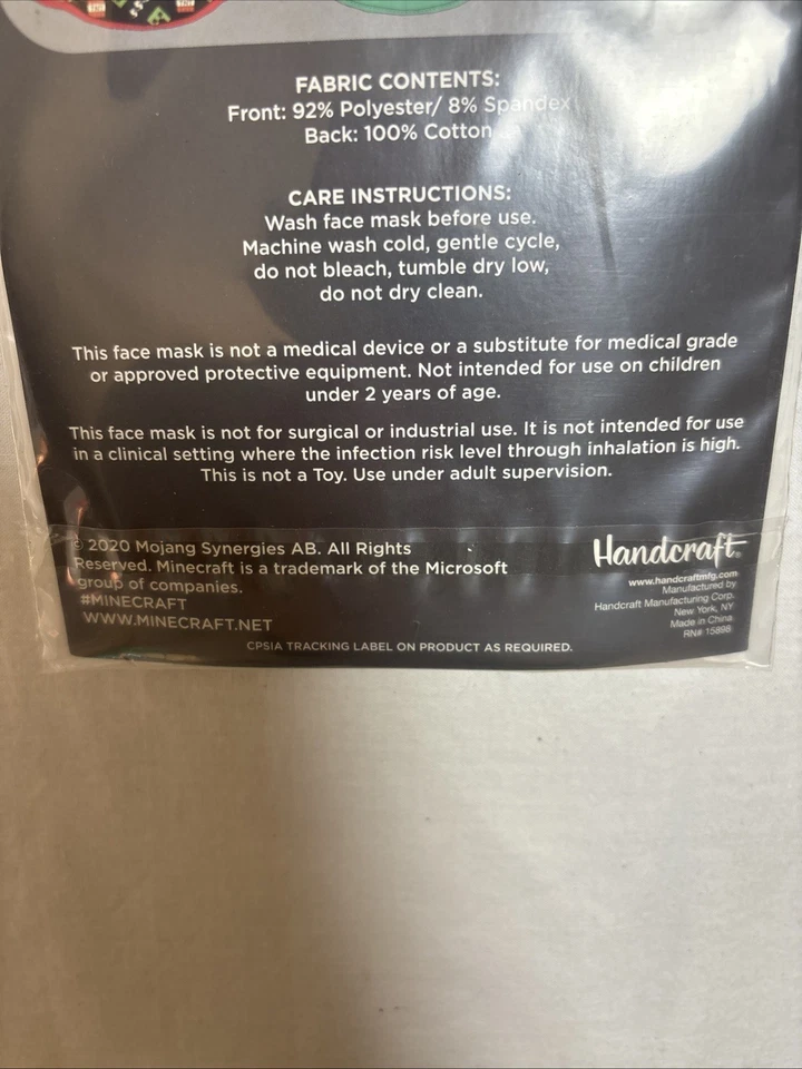 Minecraft Washable Children’s Face Mask 3 pack 761 - Image 3 of 4