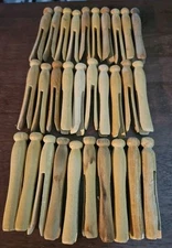 Wooden VTG Clothes Pins Lot Of 30 Retro Laundry Crafts Wood #2