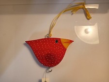 roter Holz Vogel  deko  neu mit Etikett   ca. 15 x 8,5  cm  Anhänger  Handarbeit