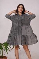 Party Wear Dress Women Short Dress Indian Handmade Crepe Silk Women Pintuck Top