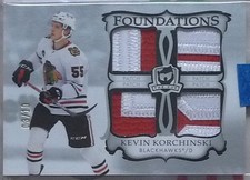 Kevin Korchinski 2023-24 UD The Cup Foundations Quad Patch /10 Blackhawks