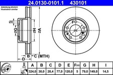 2x ATE Bremsscheibe 24.0130-0101.1 für BMW