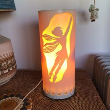 Vintage Kiel-o-Watt Beleuchtung Harz Zylinder ausgeschnitten Tinkerbell Fee Tischlampe