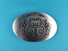 Vtg Hopi or Hopi Style Serling silver Overlay NA Belt Buckle Mark Lindsay Shop
