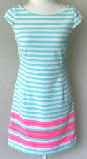 LILLY PULITZER Lana Stripe Ribbed Cap Sleeve Lined Dress Wms Size Small