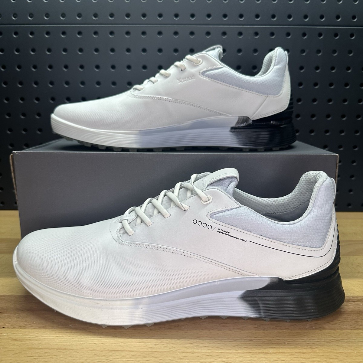 ECCO S-Three GTX Gore Tex Golf Shoes White Blue Black Men's EU 46