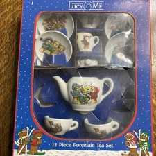 Vintage Miniature Child's Tea Set LUCY & ME Lucy Rigg Teddy Bear Porcelain 1988 