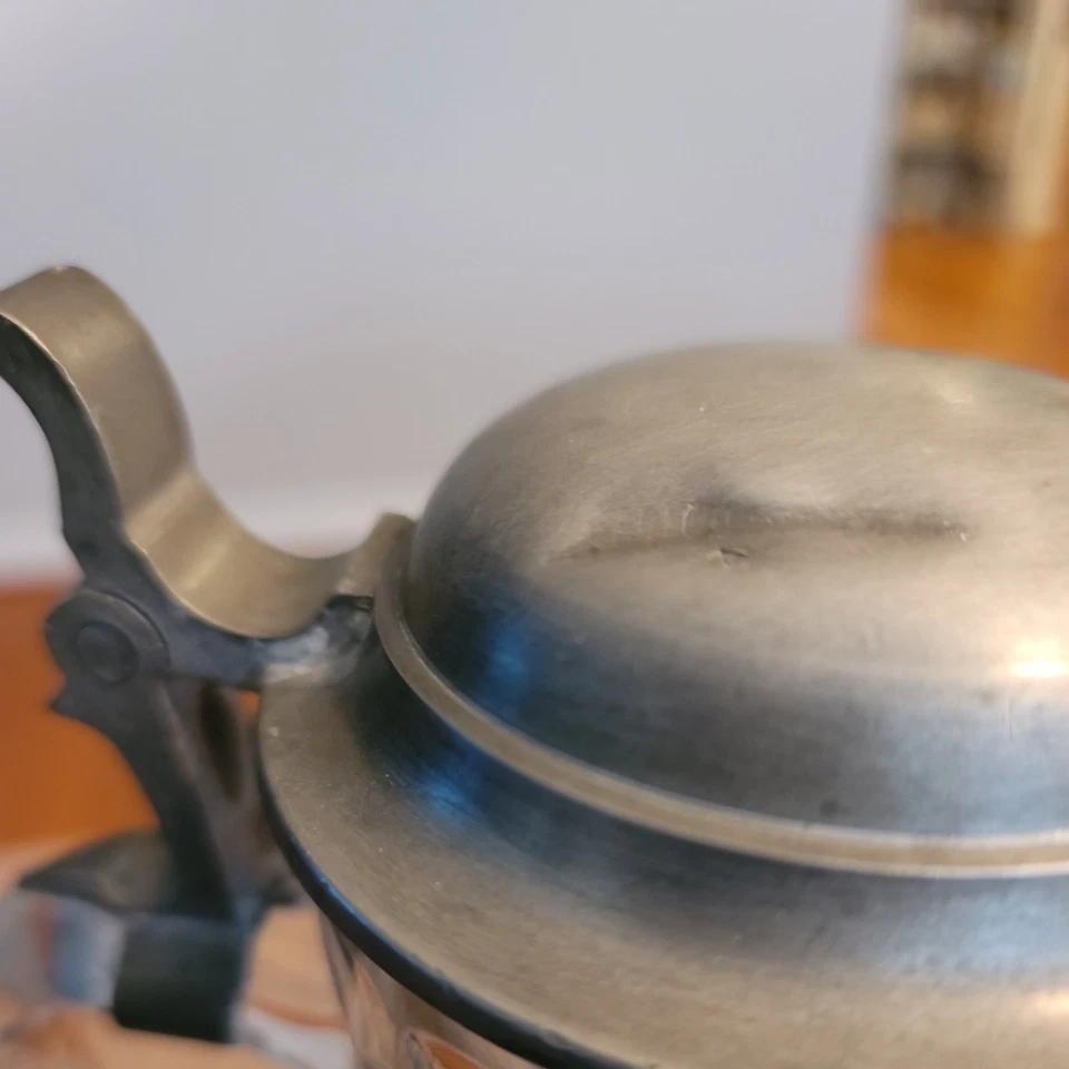 复古重玻璃啤酒斯坦带锡盖 — 第 4/4 张图片