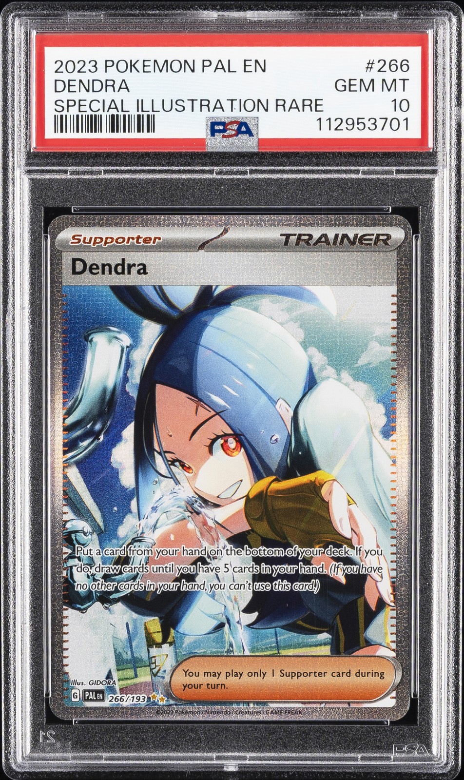 2023 POKEMON PAL EN-PALDEA EVOLVED SPECIAL ILLUSTRATION RARE #266 DENDRA PSA 10