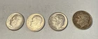 Roosevelt Dimes 1946-1964 90% Silver, Circulated, Lot Of 4