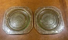 Vintage Green Uranium Glass Depression 8” Dish Pair