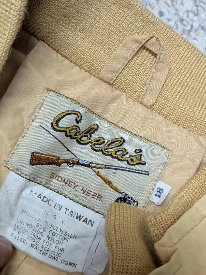 vintage CABELAS trench coat GOOSE DOWN puffer jacket 18 sleeping-bag L yellow - Image 4 of 4