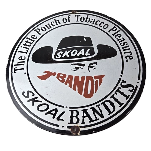 Vintage Skoal Sign - Tobacco Chew Gas Pump Display Porcelain Ad Sign