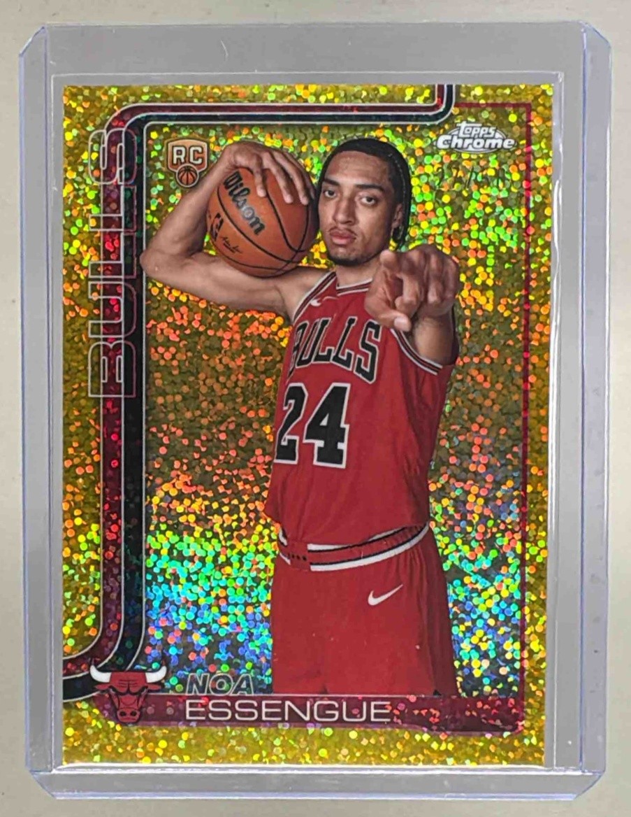 Noa Essengue 2025 Topps Chrome Gold Speckle Refractor Image Variation SP RC /50