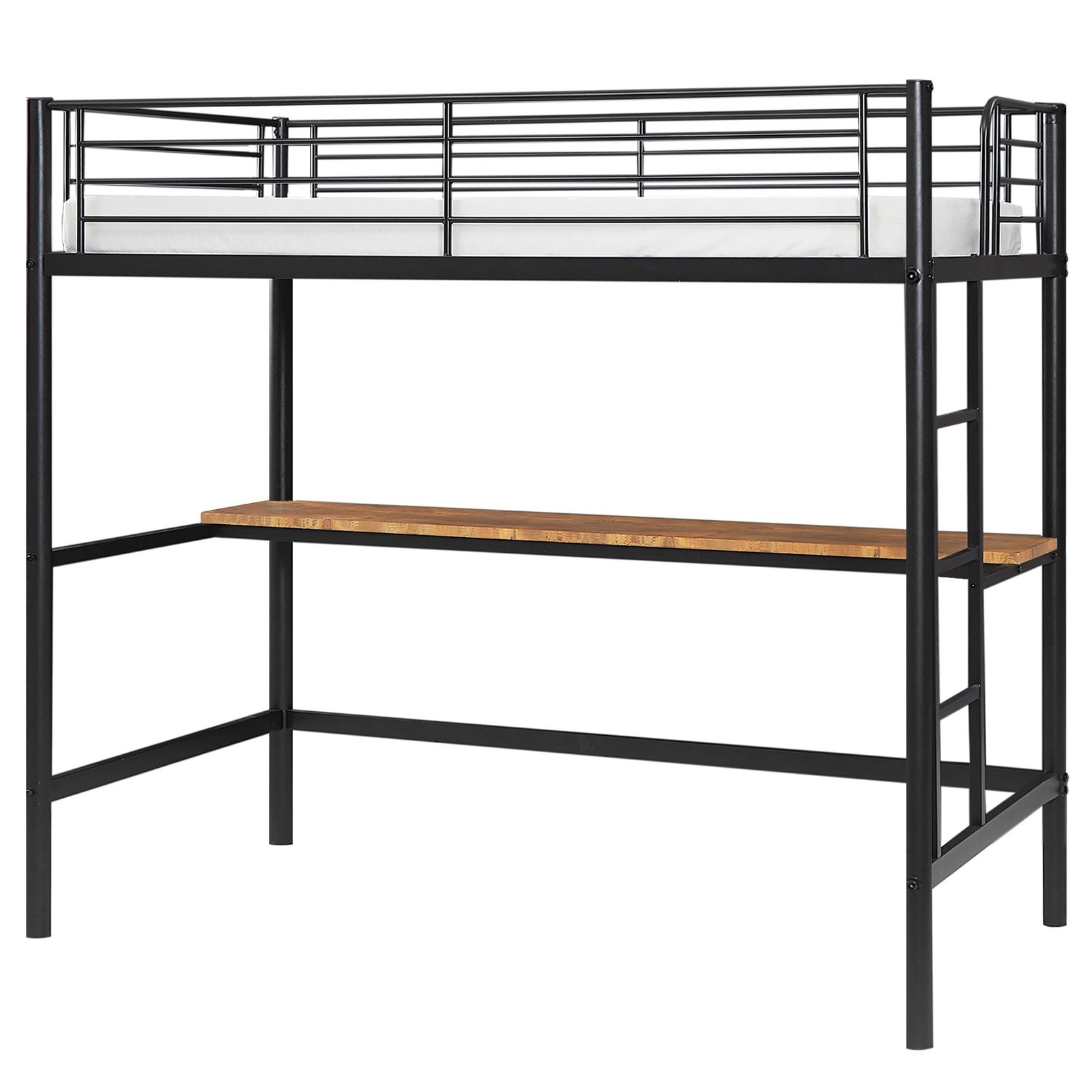VECELO Metal Loft Bed Twin Size with Desk, Heavy Duty Bedframe with Removable...