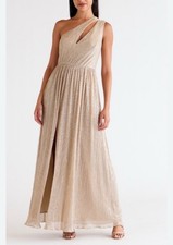Dress The Population Gold Metallic One Shoulder Maxi Dress Size XXL