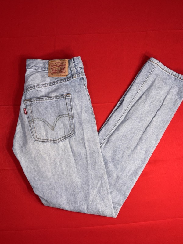 Men's 26x30 501 LEVI STRAUSS Button Fly Straight Blue Jeans Light Wash Low Rise