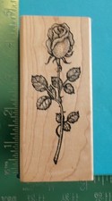 Rubber Stamps of America LONG STEM ROSE FLOWER Rubber Stamp