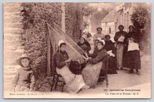 Antique France Postcard CANCALE Women Net Making Knitting 1910