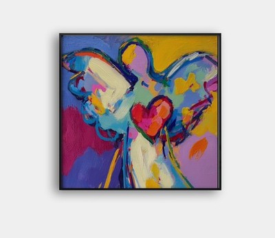   Angel with Heart Giclée  ️ 24x24 Fine Art | COA | ''Framed'' by Peter Max V3