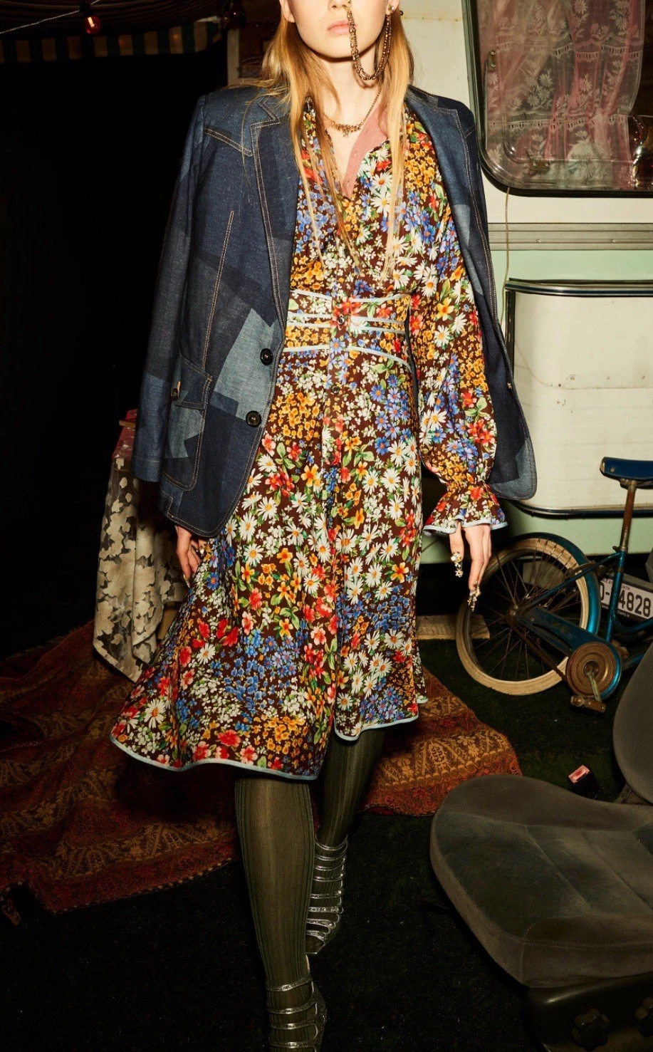 Dsquared2 Women's Prairie Multi Color Floral Print Dress Bloomcore US 6 IT 42