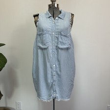 Show Me Your MuMu Vicki Shirt Dress Denim Large $154 Sold Out Light Rain