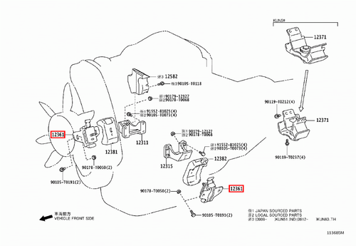 Genuine Hilux KUN35 KUN26 KUN25 2KD 2.5 Diesel 1KD 3.0 Diesel Front Engine Mount - Picture 9 of 12
