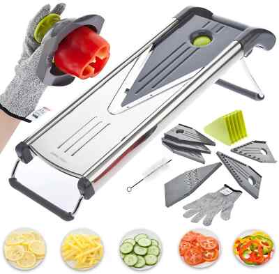 Mandolinenschneider IDEAL PRO, 6 in 1 V Klinge Gemüseschneider, Zerkleinerer, Reibe