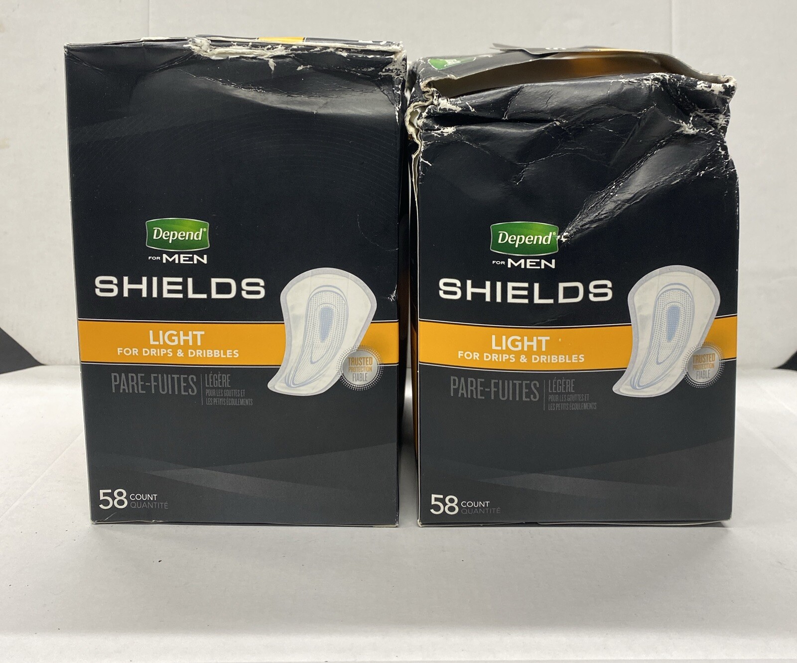 2X Depend Shield Incontinence Pads for Men, Light, 58 Ct Damaged Box