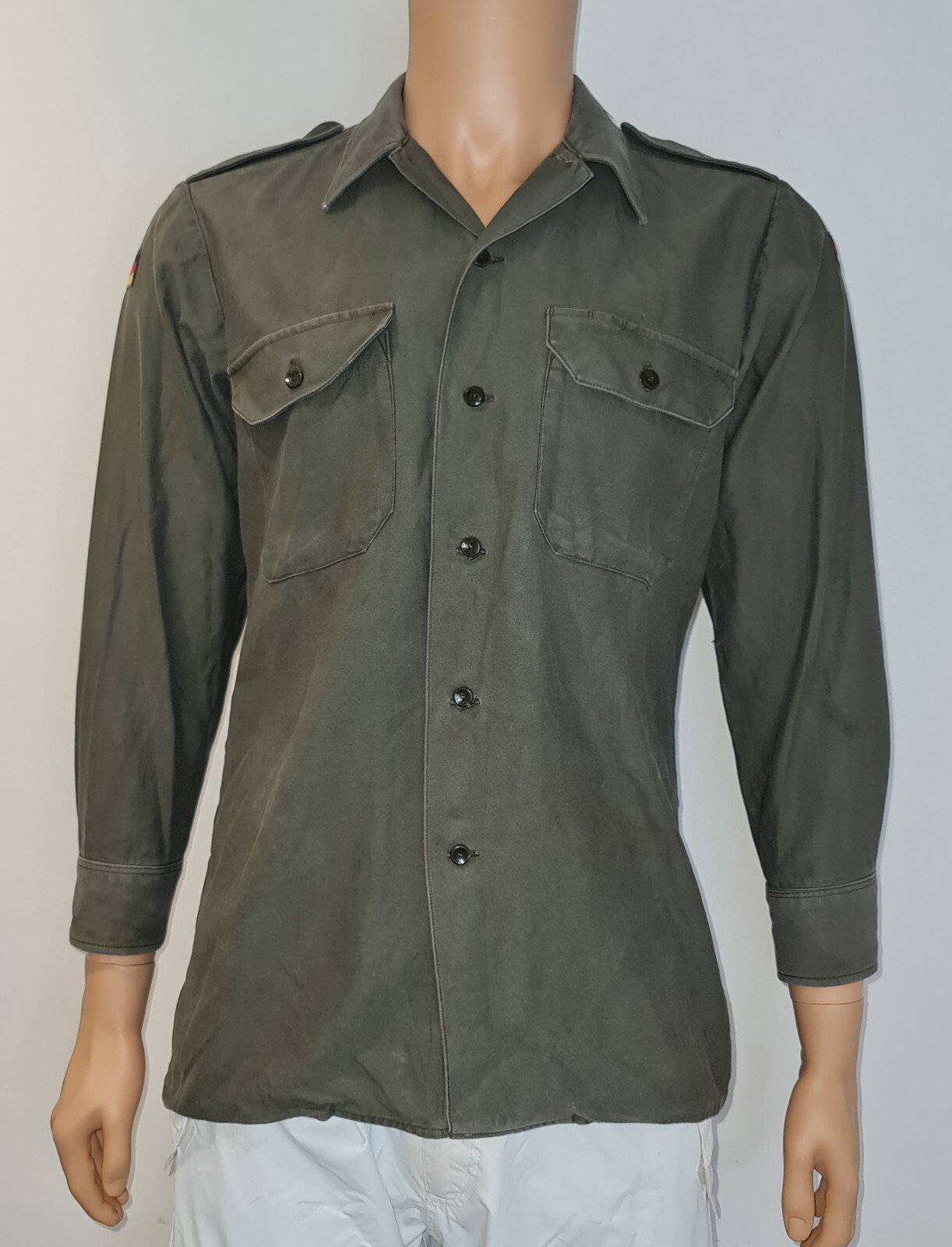 Vintage 1970s German Army Shirt Shize Large Retro 70s