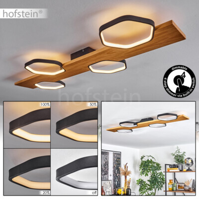 LED Decken Lampe Leuchte Holz/schwarz Dimmbar Schlaf Ess Wohn