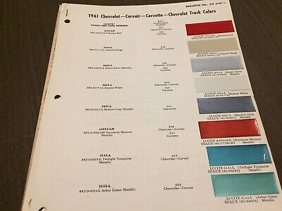 1961 Impala Color Chart