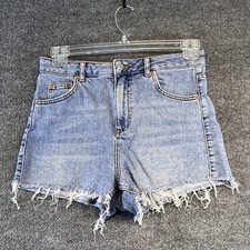 Topshop Denim Shorts Women's 6 Mom Cut-Offs Light Wash